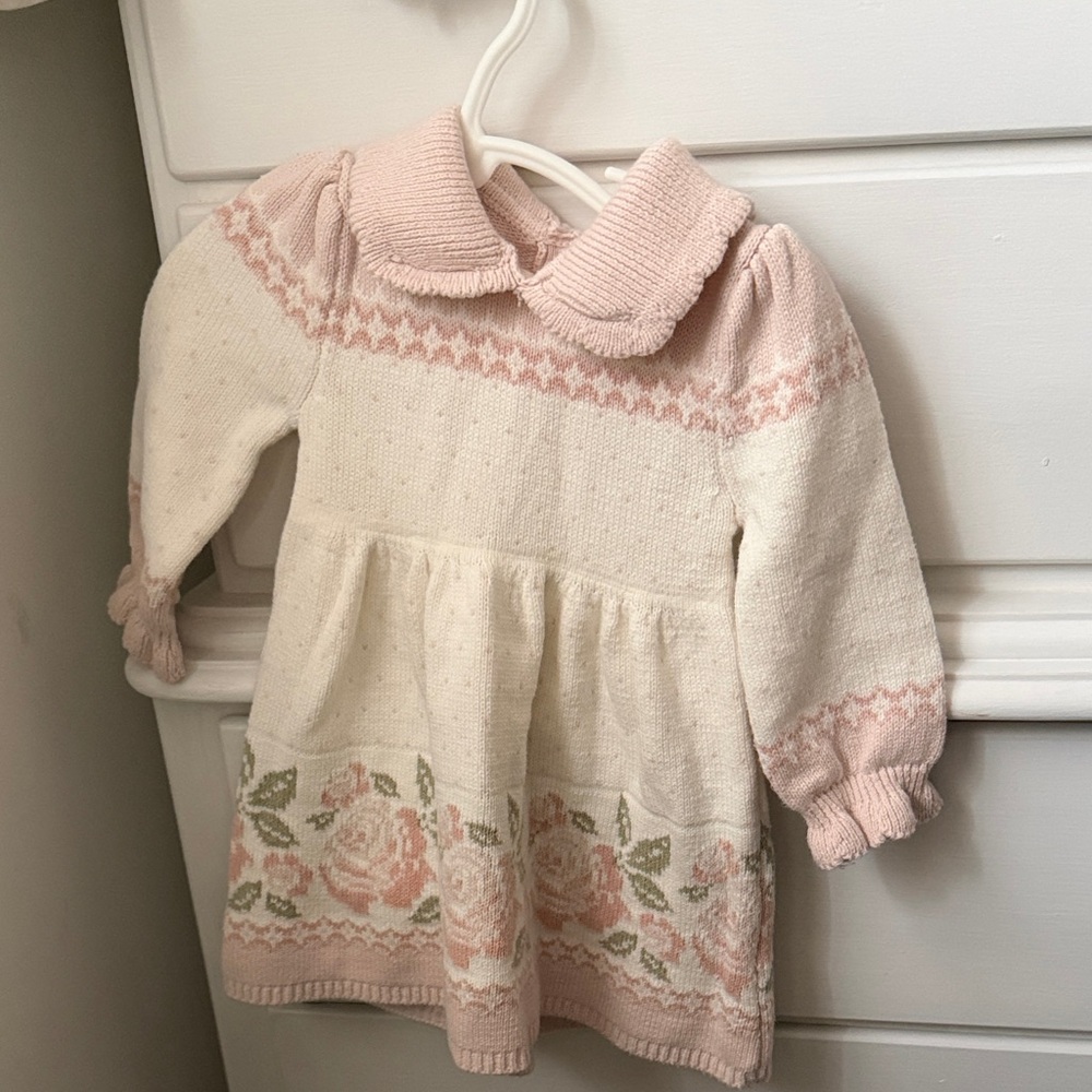 Pink and Cream Knit Dress for Kids